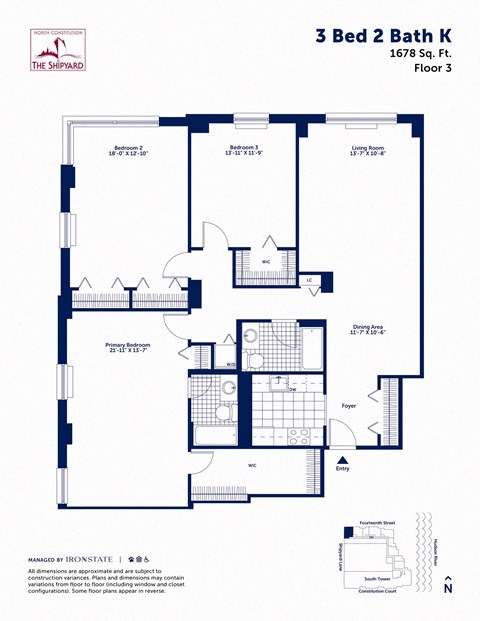 Floor plan for 3 beds, 2 baths, 1601 sqft